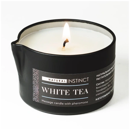 Массажная свеча-афродизиак для пар NATURAL INSTINCT WHITE TEA, 70 мл